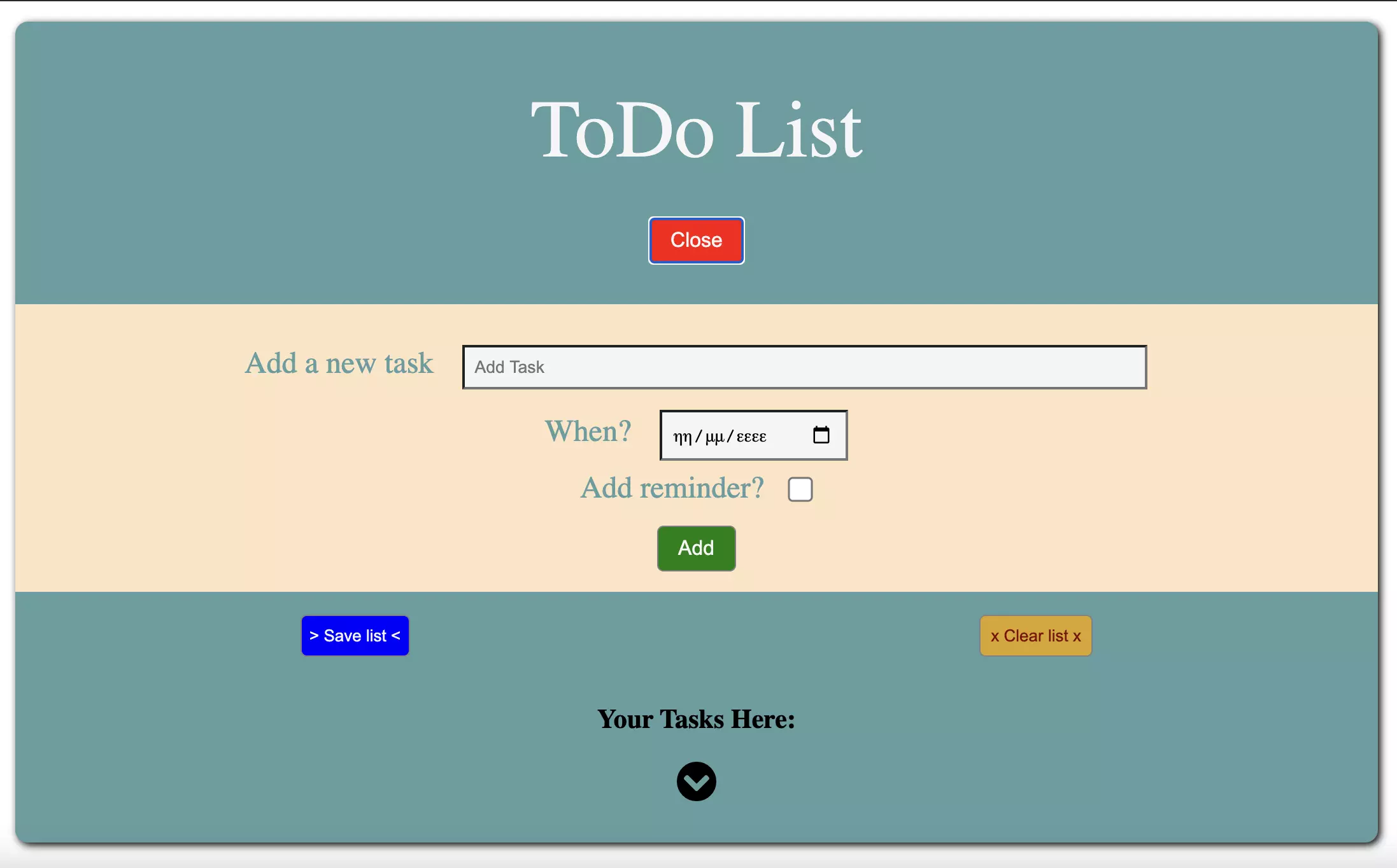 Task List JS app